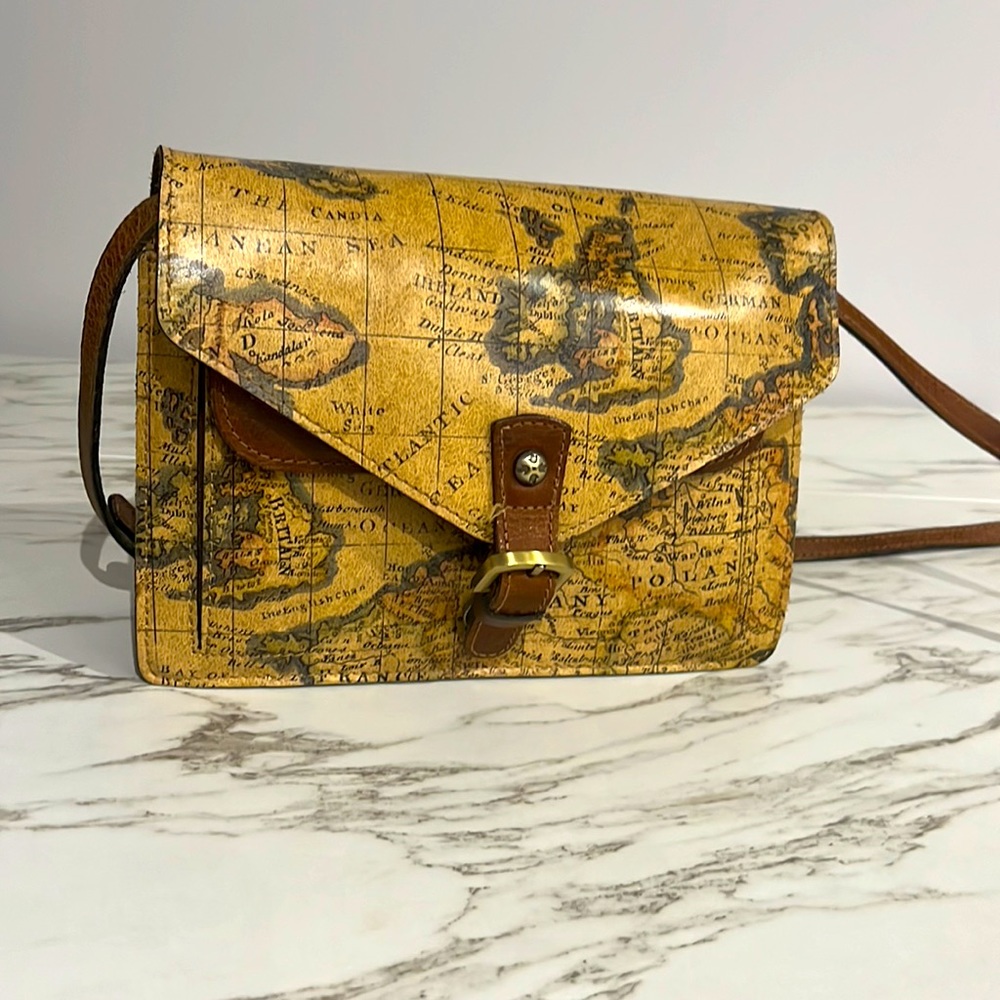 Patricia Nash Cassano Leather European Map Print Crossbody Bag